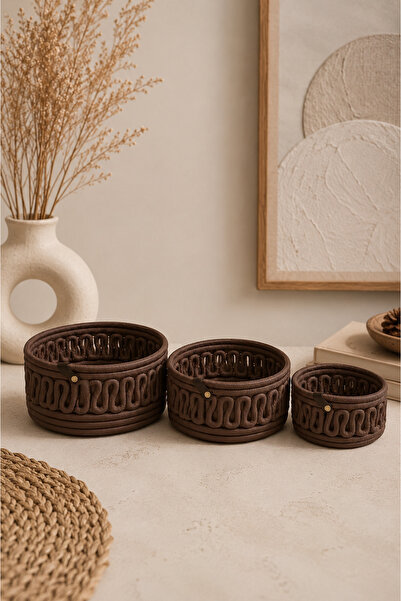 MaVaux Velora Set of 3 Rope Basket Bathroom Organizer Decorative Organizer Ha...