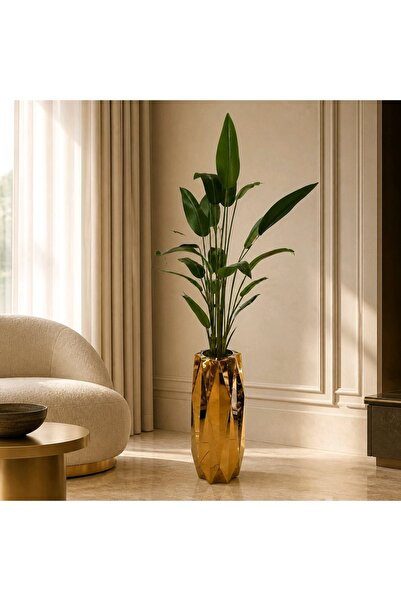 Dekovagon Gold Metal Vazolu Starliçe Salon Bitkisi 220cm