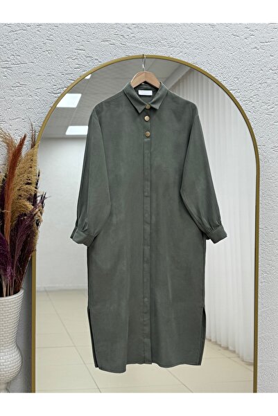 BENAHOLL Zemheri Metal Buttoned Slit Tunic-Gs531 Khaki