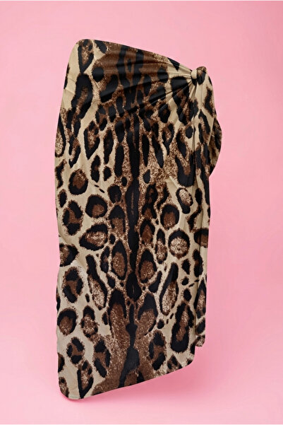 pistore Leopard Patterned Safari Breeze Patterned Satin Pareo Satin Women's B...