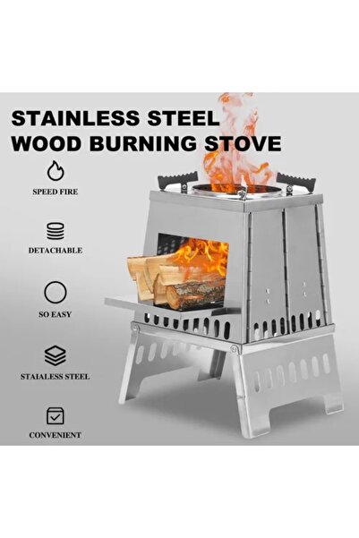 cc bin shihon Stainless Steel Bbq Grill Folding Portable Wood Burning Stove F...