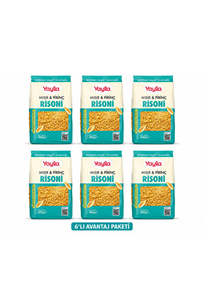 Yayla Glutensiz Vegan Risoni Makarna 400 Gr x 6’lı Avantaj Paketi | Mısır & P...