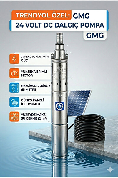 GMG 24V DC Güneş Paneli Uyumlu Dalgıç Pompa 0.37kW 0.5HP 3 İn