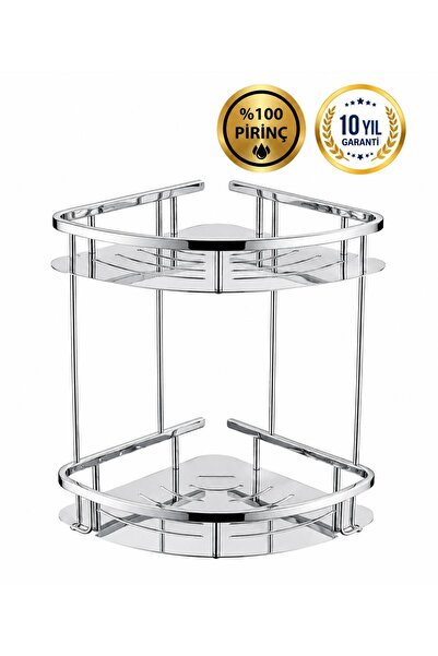 OSSO BANYO Karina Series Brass Chrome Corner Bathroom Shelf Shampoo Holder 2-...