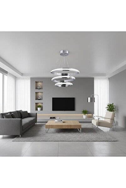 Elizim Home Lighting Artemis Lüx Kaliteli Ledli Krom Sarkıt Avize
