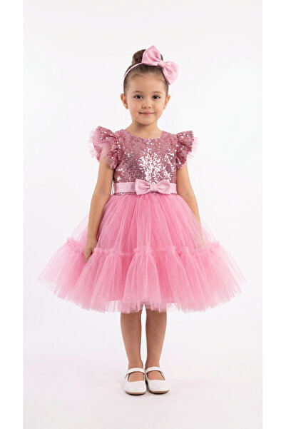 Mışıl Kids Pullu Fırfırlı Kız Çocuk Elbise