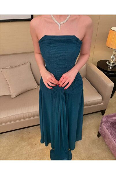 XMAX Soft Shiny Petrol Dress