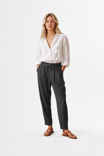 kikiriktekstil 10800 Pantaloni Tencel pentru femei, 100% bumbac, cu talie îna...