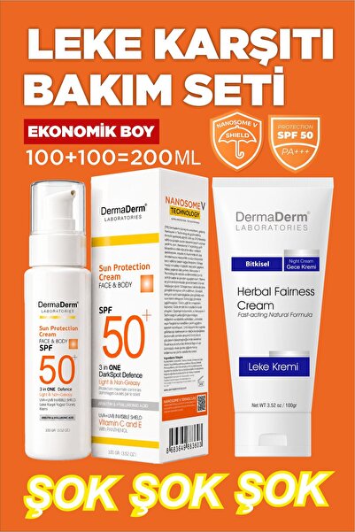 DermaDerm Laboratories Leke Karşıtı Güneş Kremi SPF 50+ 100 ml + Bitkisel Lek...