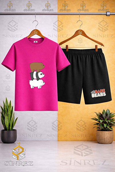 SİNREZ Tricou cu imprimeu PANDANS 3LU SIR SIRTA cu guler rotund - Set pantalo...