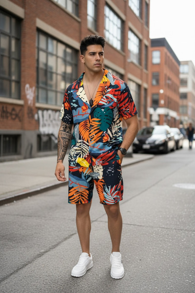 dehaine Summer set for men, shirt + shorts, men's short tracksuit 5501, set w...