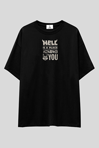UmbraWear Pakao u tebi | T-shirt sa štampanjem | Unisex 100% pamuk, crna, tam...