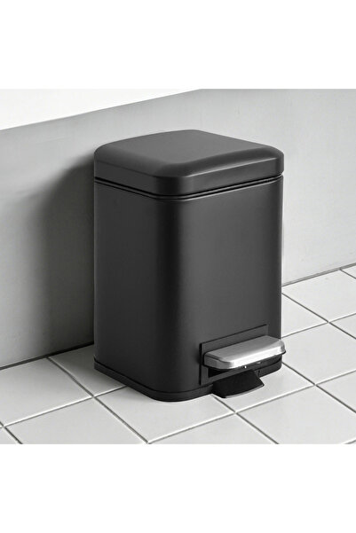 Home Box Ebony Stainless Steel Square Pedal Bin - 6 L