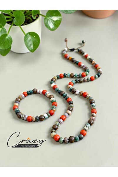 CRAZY TAKI TASARIM 8 mm Indian Stone-Bronzite & Red Jasper Natural Stone 70-8...