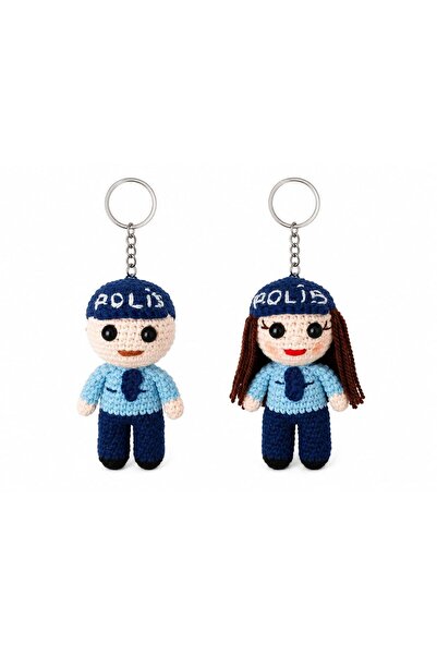 OYUNCAKPARK Maskot Polis Bebekler Takımı Amigurumi Organik Anahtarlık Oyuncak