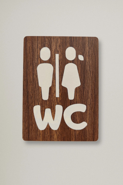 Kutaydan Women's and Men's Figured Wc Direction Sign - Walnut