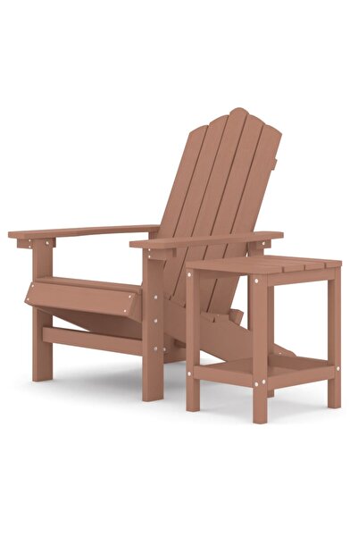 vidaxl Scaun de grădină Adirondack cu masă, maro, HDPE