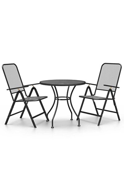 vidaxl Set mobilier grădină 3 piese antracit plasă metalică expandată