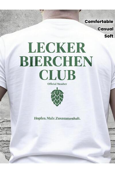 bolivia's تي شيرت أبيض من Lecker Bierchen Club مصمم لعشاق البيرة، يتميز بنمط ...