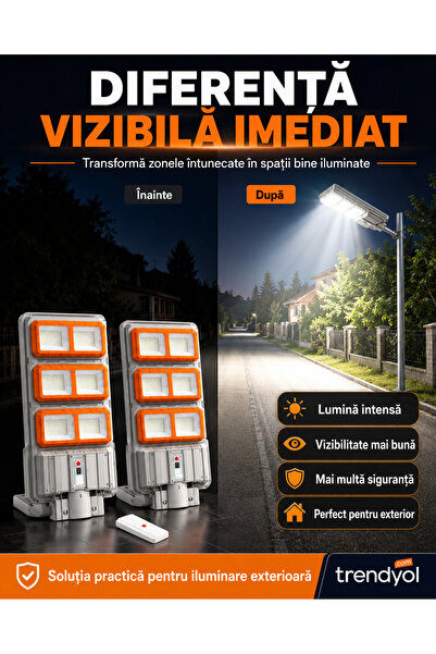 OEM Pachet 2x Lampi Solare Stradale PREMIUM LED 3000W (RO-V16)
