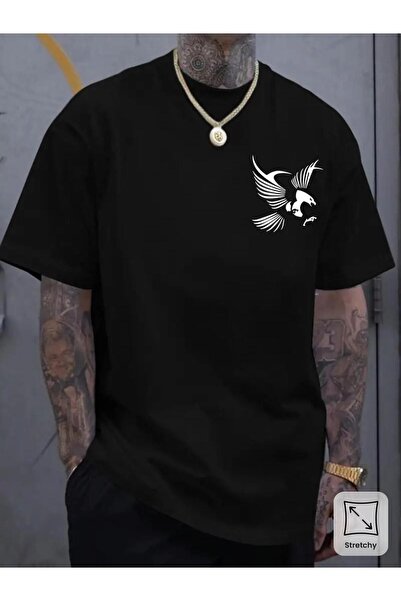bolivia's Men'S T-Shirt with Eagle Tattoo Pattern Casual Comfortable Short Sl...
