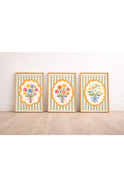 Tuba Decor Set de pictură pentru sufragerie cu rame din lemn, 3 piese, set vi...