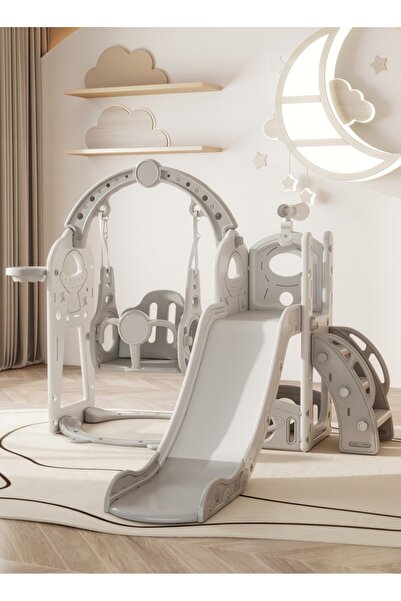 Bojasmiial 5-in-1 Kids Slide and Swing Set, Indoor Outdoor Playground for Tod...