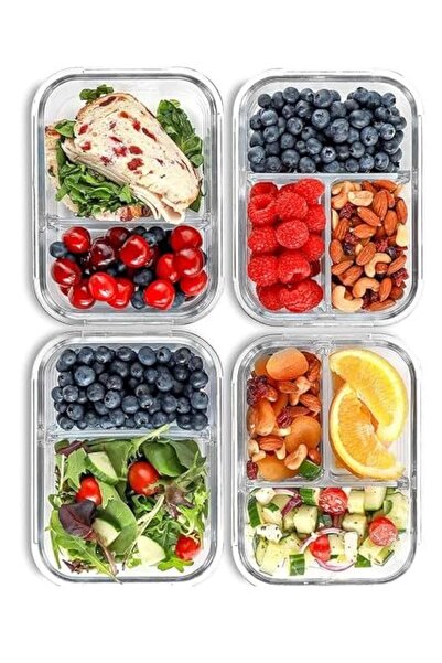 genric Large 2 & 3 Compartment Glass Meal Prep Containers - Food Storage Cont...