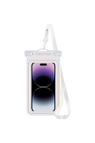 Mobile Origin Universal IPX8 Waterproof Floating Phone Pouch 6.8in White/Orange