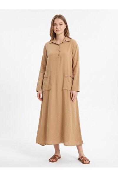 SUMEF Women's 100% Cotton Oversize Maxi Dress, Size 38/48, Matching Pocket De...
