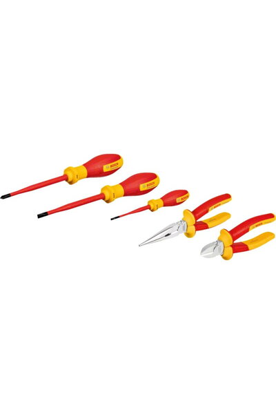 Bosch VDE tool set mixed, 5 pieces (red/yellow, side cutters, needle-nose pli...