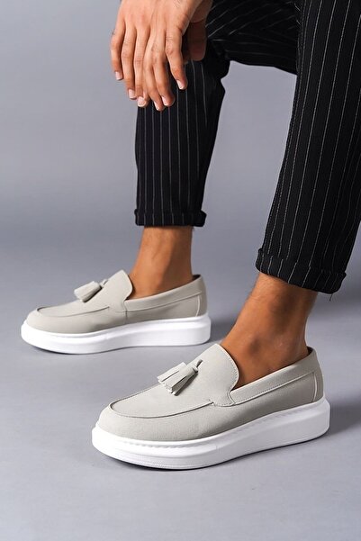 Zerenyus Ανδρικό casual loafer ZRJ154 Premium χωρίς κορδόνια με φούντες - Γκρ...