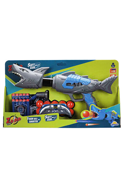 Zapp Toys Arma de jucarie cu 10 sageti si bile din burete, Zapp Toys, Shark, Gri