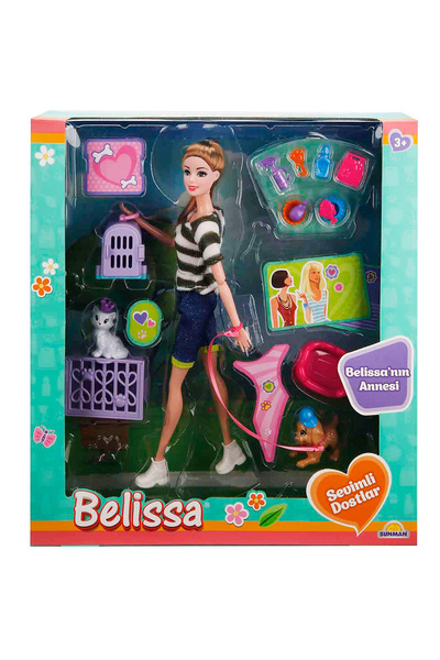 Belissa Papusa mama Bellisei cu animalute de companie, Alb