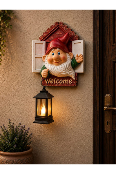 neslievim Dekoratif Welcome Yazılı Fenerli Balkon &Kapı cücesi