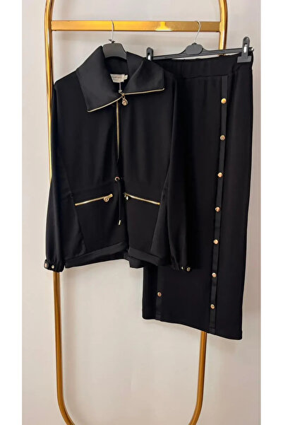 Missemramiss 5359 Zipper Collar Skirt Suit