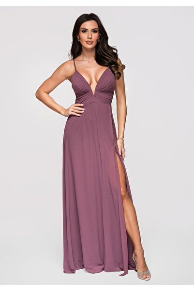 Larica Women's Elegant Maxi Evening Dress LA-OM-DLR357 Purple