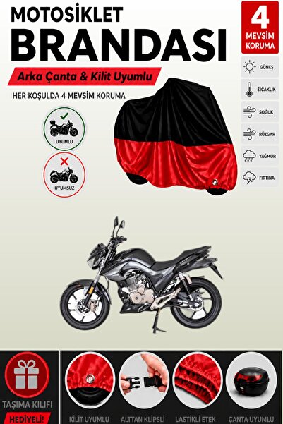 Cemku Double Black Top - Red Bottom, Rear Bag Compatible Mondial 125 Drift L ...