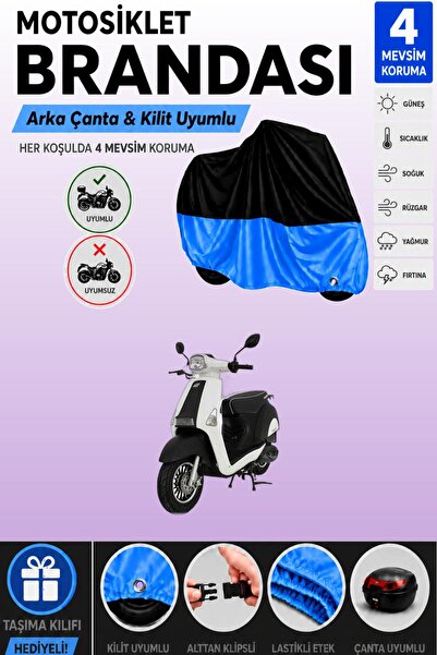 Cemku Double Black Top - Blue Bottom, Rear Bag Compatible Mondial 50 Revival ...