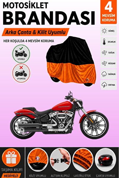 Cemku Double Black Top - Orange Bottom, Rear Bag Compatible Harley-Davidson B...
