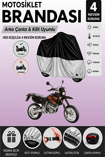 Cemku Double Black Top - Gray Bottom, Rear Bag Compatible Ktm 640 Lc4 Motorcy...