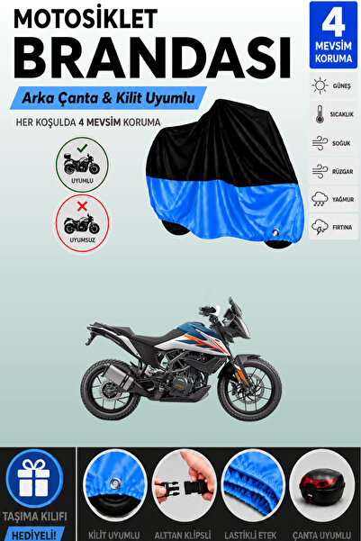Cemku Double Black Top - Blue Bottom, Rear Bag Compatible Ktm 250 Adventure M...