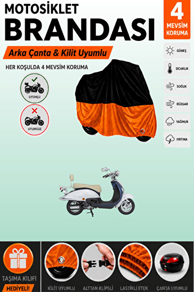 Cemku Double Black Top - Orange Bottom, Rear Bag Compatible Mondial 50 Znu Ec...