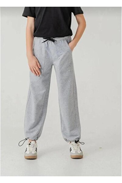 aykidsclup Pantaloni de trening pentru fete, gri, cu buzunare, cu elastic la ...