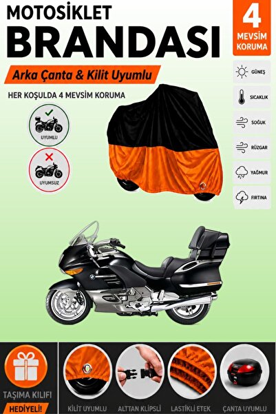 Cemku Double Black Top - Orange Bottom, Rear Bag Compatible Bmw K 1200 Lt Mot...