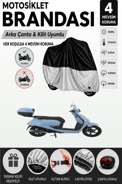 Cemku Double Black Top - Gray Bottom, Rear Bag Compatible Mondial 125 Exon Mo...