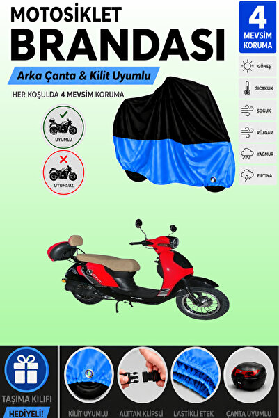 Cemku Double Black Top - Blue Bottom, Rear Bag Compatible Motolux Efsane X Mo...