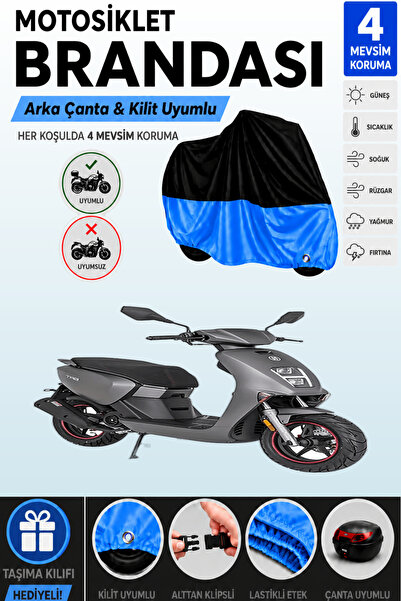 Cemku Double Black Top - Blue Bottom, Rear Bag Compatible Mondial 50 Tab Moto...