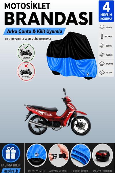 Cemku Double Black Top - Blue Bottom, Rear Bag Compatible Kuba Kee 100 Motorc...