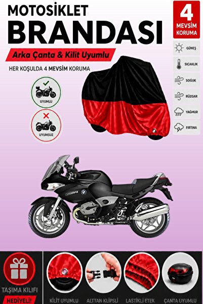 Cemku Double Black Top - Red Bottom, Rear Bag Compatible Bmw R 1200 St Motorc...
